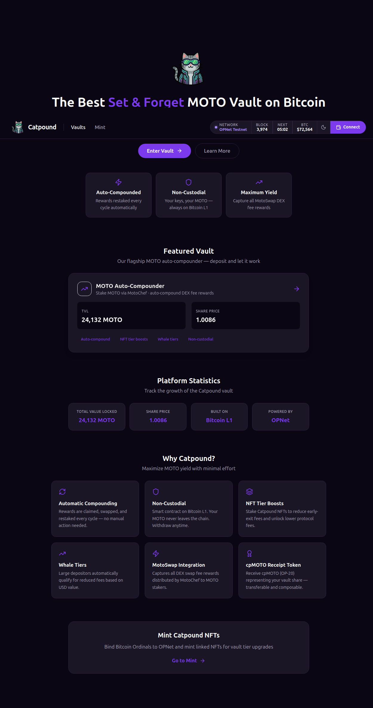 Catpound Finance landing page